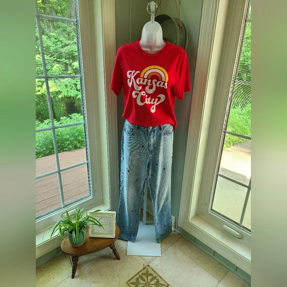 PacSun Embroidered Floral Mom Jeans, Size 29 - Picture 3 of 7